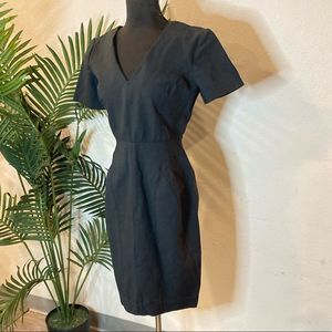 By DKNY - Black Simple Cut Midi Work Dress